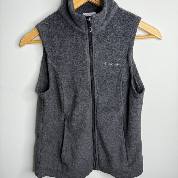 🤍 Columbia Women’s Fleece Vest Gray Charcoal Heather Size PXS Petite Extra SM - Picture 1 of 5